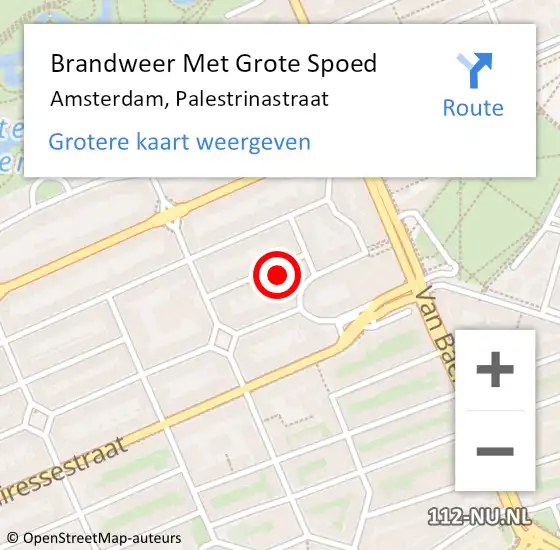 Locatie op kaart van de 112 melding: Brandweer Met Grote Spoed Naar Amsterdam, Palestrinastraat op 30 augustus 2021 10:27