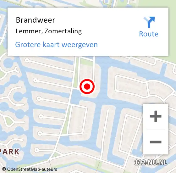 Locatie op kaart van de 112 melding: Brandweer Lemmer, Zomertaling op 21 juni 2014 10:08