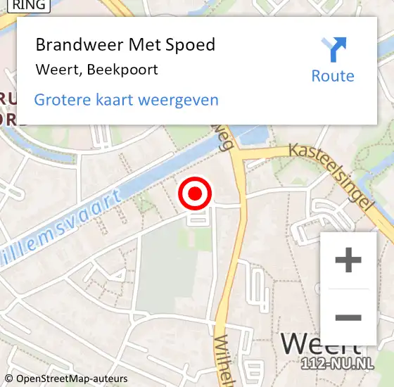 Locatie op kaart van de 112 melding: Brandweer Met Spoed Naar Weert, Beekpoort op 30 augustus 2021 11:02