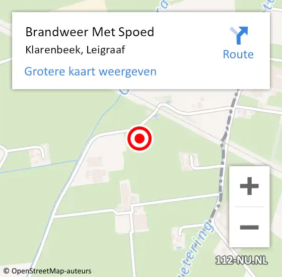Locatie op kaart van de 112 melding: Brandweer Met Spoed Naar Klarenbeek, Leigraaf op 30 augustus 2021 11:15
