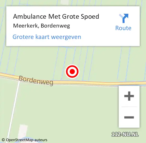 Locatie op kaart van de 112 melding: Ambulance Met Grote Spoed Naar Meerkerk, Bordenweg op 30 augustus 2021 11:21