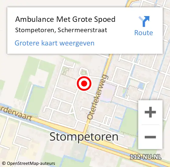 Locatie op kaart van de 112 melding: Ambulance Met Grote Spoed Naar Stompetoren, Schermeerstraat op 30 augustus 2021 11:36