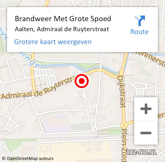 Locatie op kaart van de 112 melding: Brandweer Met Grote Spoed Naar Aalten, Admiraal de Ruyterstraat op 30 augustus 2021 11:55