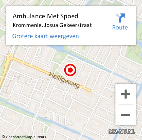 Locatie op kaart van de 112 melding: Ambulance Met Spoed Naar Krommenie, Josua Gekeerstraat op 30 augustus 2021 12:24