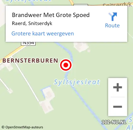 Locatie op kaart van de 112 melding: Brandweer Met Grote Spoed Naar Raerd, Snitserdyk op 30 augustus 2021 12:25