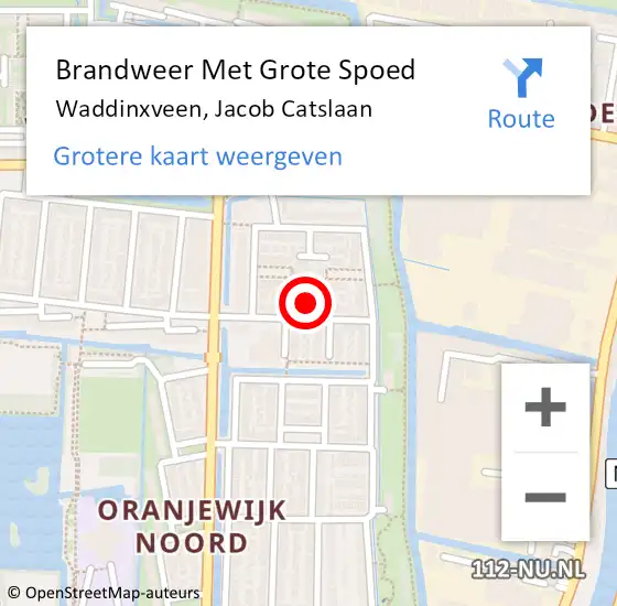 Locatie op kaart van de 112 melding: Brandweer Met Grote Spoed Naar Waddinxveen, Jacob Catslaan op 30 augustus 2021 12:27