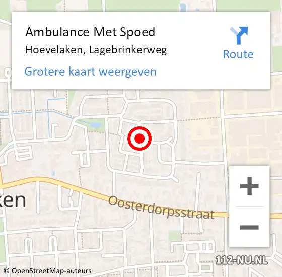 Locatie op kaart van de 112 melding: Ambulance Met Spoed Naar Hoevelaken, Lagebrinkerweg op 30 augustus 2021 12:28