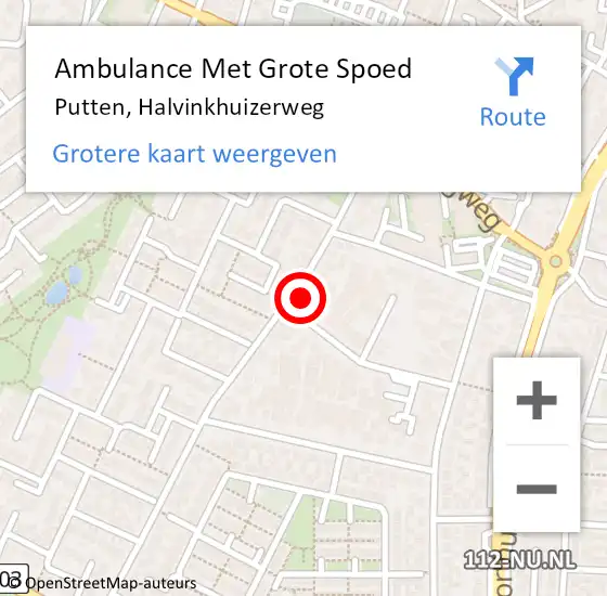 Locatie op kaart van de 112 melding: Ambulance Met Grote Spoed Naar Putten, Halvinkhuizerweg op 30 augustus 2021 12:32