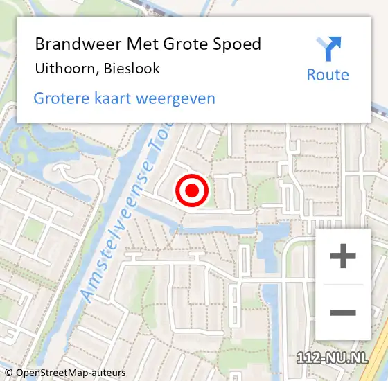 Locatie op kaart van de 112 melding: Brandweer Met Grote Spoed Naar Uithoorn, Bieslook op 30 augustus 2021 12:50