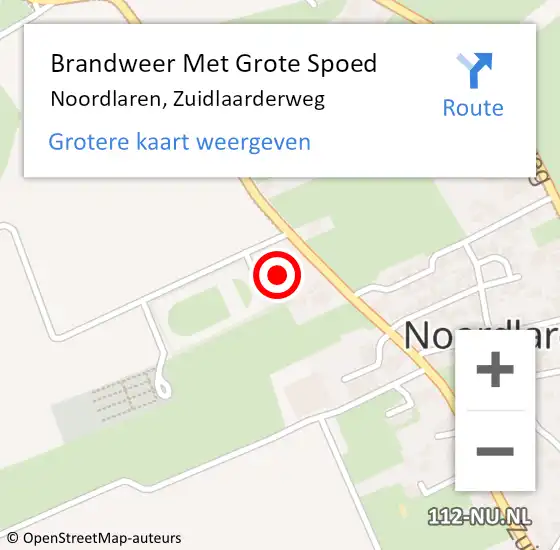 Locatie op kaart van de 112 melding: Brandweer Met Grote Spoed Naar Noordlaren, Zuidlaarderweg op 21 juni 2014 10:22