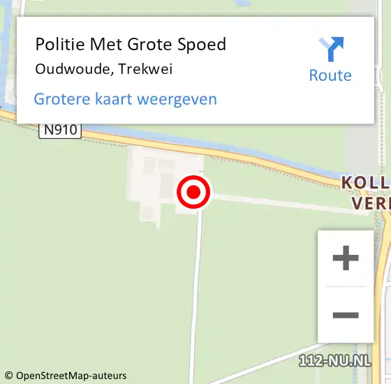 Locatie op kaart van de 112 melding: Politie Met Grote Spoed Naar Oudwoude, Trekwei op 30 augustus 2021 13:39