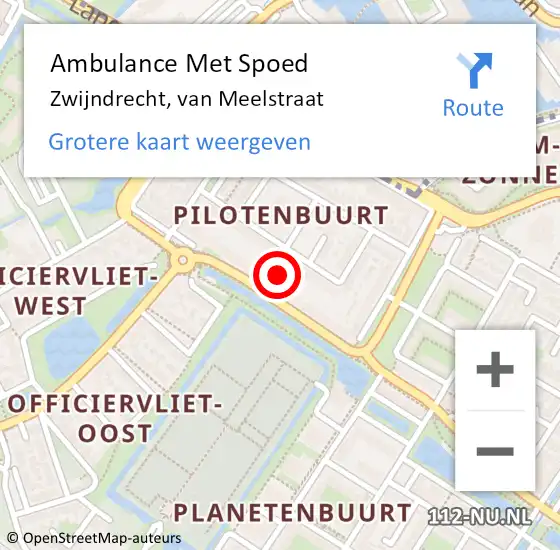 Locatie op kaart van de 112 melding: Ambulance Met Spoed Naar Zwijndrecht, van Meelstraat op 30 augustus 2021 13:55