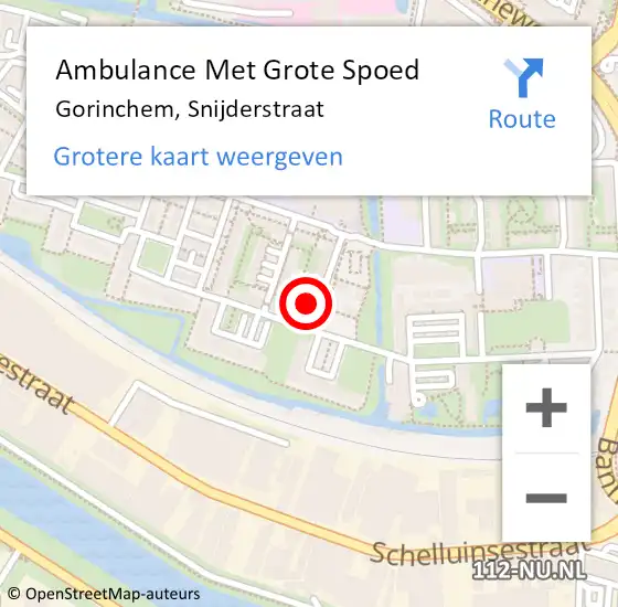 Locatie op kaart van de 112 melding: Ambulance Met Grote Spoed Naar Gorinchem, Snijderstraat op 30 augustus 2021 14:21