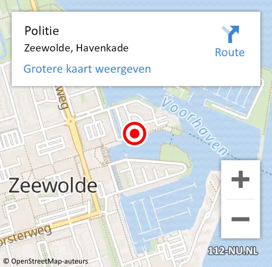 Locatie op kaart van de 112 melding: Politie Zeewolde, Havenkade op 30 augustus 2021 14:21