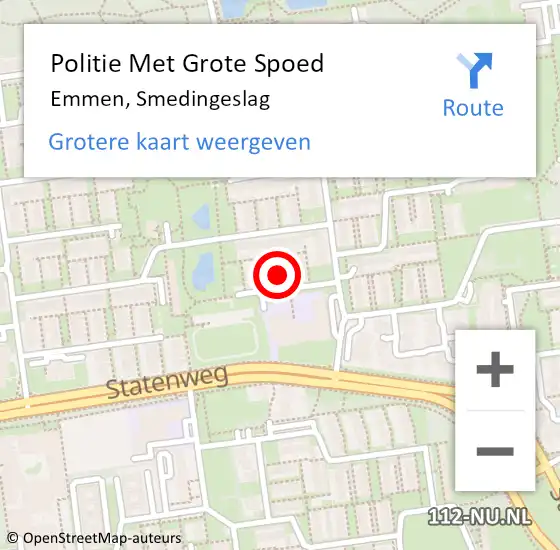 Locatie op kaart van de 112 melding: Politie Met Grote Spoed Naar Emmen, Smedingeslag op 30 augustus 2021 14:33