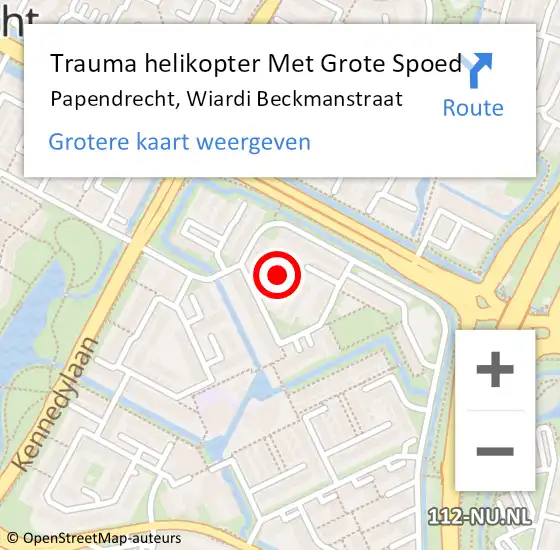 Locatie op kaart van de 112 melding: Trauma helikopter Met Grote Spoed Naar Papendrecht, Wiardi Beckmanstraat op 30 augustus 2021 14:37