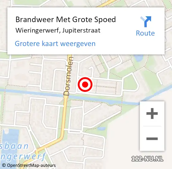 Locatie op kaart van de 112 melding: Brandweer Met Grote Spoed Naar Wieringerwerf, Jupiterstraat op 30 augustus 2021 14:39