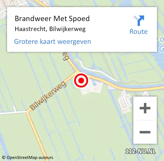 Locatie op kaart van de 112 melding: Brandweer Met Spoed Naar Haastrecht, Bilwijkerweg op 30 augustus 2021 14:39