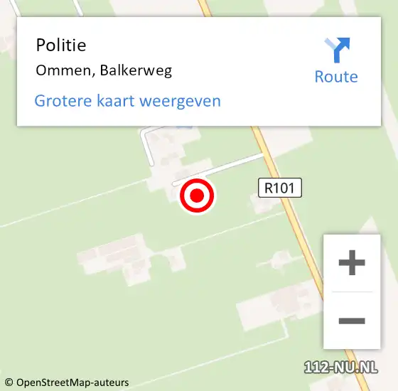 Locatie op kaart van de 112 melding: Politie Ommen, Balkerweg op 30 augustus 2021 14:43