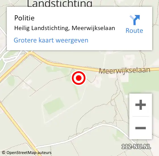 Locatie op kaart van de 112 melding: Politie Heilig Landstichting, Meerwijkselaan op 30 augustus 2021 14:51