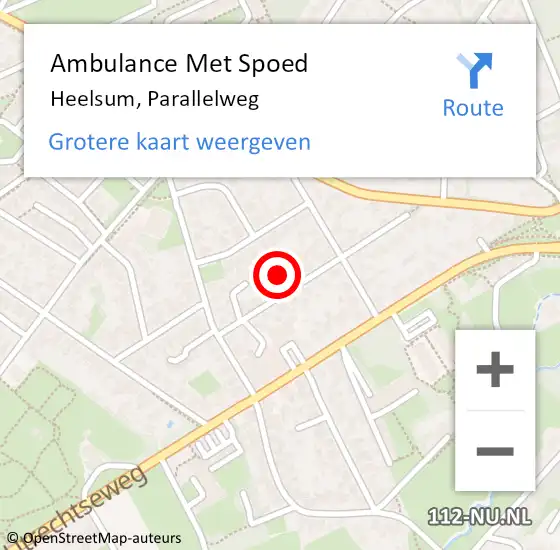 Locatie op kaart van de 112 melding: Ambulance Met Spoed Naar Heelsum, Parallelweg op 30 augustus 2021 14:59