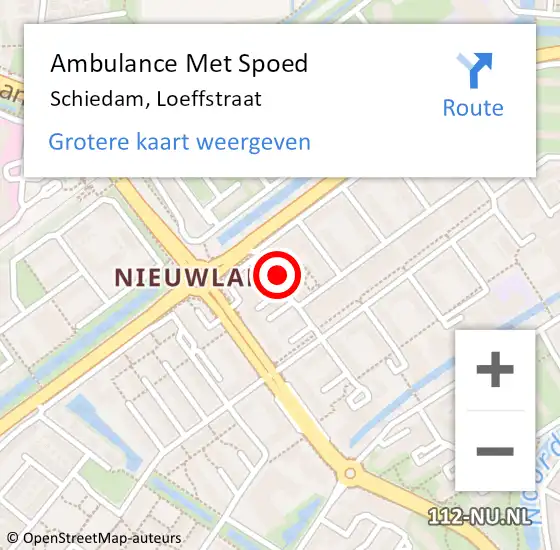 Locatie op kaart van de 112 melding: Ambulance Met Spoed Naar Schiedam, Loeffstraat op 30 augustus 2021 15:12