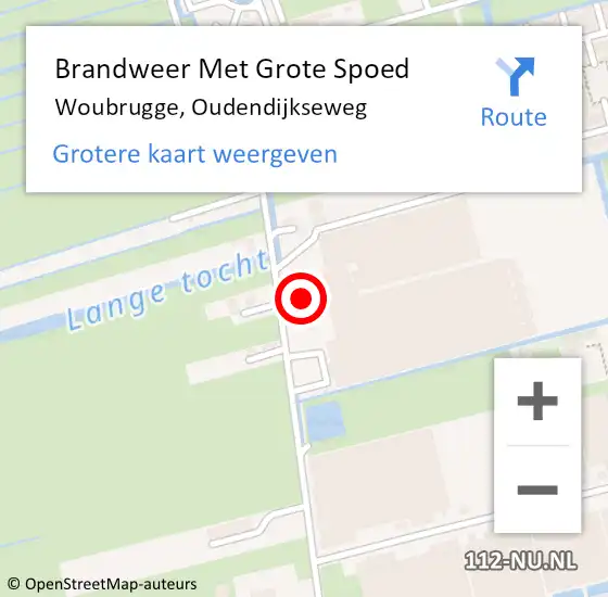 Locatie op kaart van de 112 melding: Brandweer Met Grote Spoed Naar Woubrugge, Oudendijkseweg op 21 juni 2014 10:38