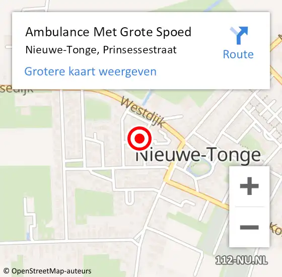 Locatie op kaart van de 112 melding: Ambulance Met Grote Spoed Naar Nieuwe-Tonge, Prinsessestraat op 30 augustus 2021 15:53