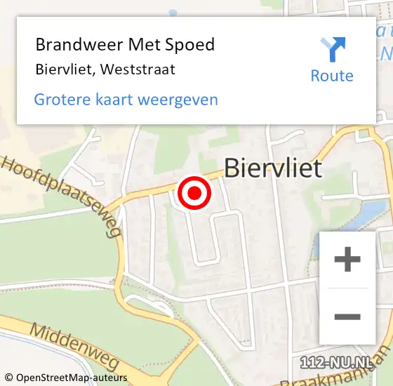 Locatie op kaart van de 112 melding: Brandweer Met Spoed Naar Biervliet, Weststraat op 30 augustus 2021 15:54