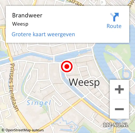 Locatie op kaart van de 112 melding: Brandweer Weesp op 30 augustus 2021 16:10