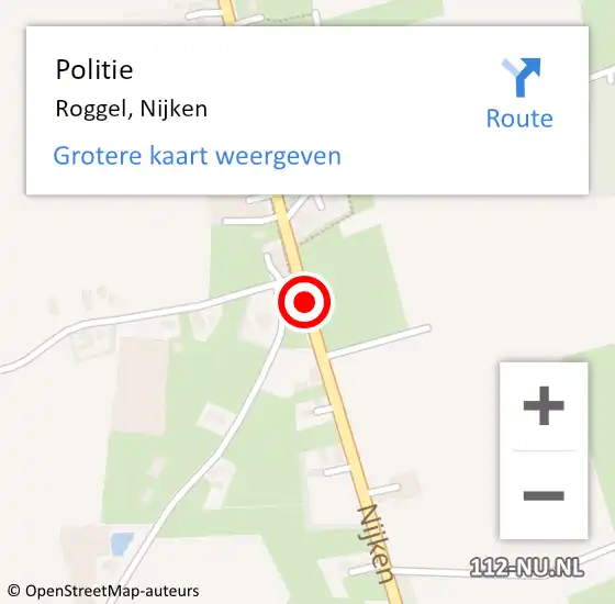 Locatie op kaart van de 112 melding: Politie Roggel, Nijken op 30 augustus 2021 16:16