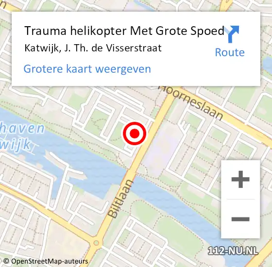 Locatie op kaart van de 112 melding: Trauma helikopter Met Grote Spoed Naar Katwijk, J. Th. de Visserstraat op 30 augustus 2021 16:23