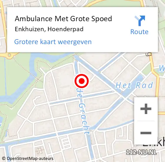 Locatie op kaart van de 112 melding: Ambulance Met Grote Spoed Naar Enkhuizen, Hoenderpad op 30 augustus 2021 16:43