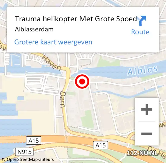 Locatie op kaart van de 112 melding: Trauma helikopter Met Grote Spoed Naar Alblasserdam op 30 augustus 2021 16:44