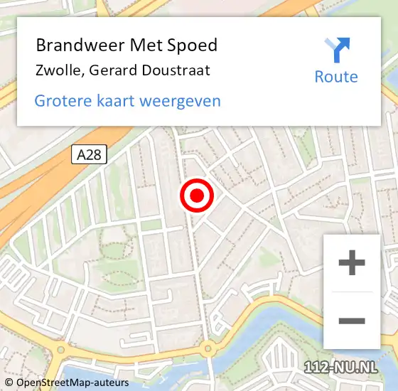 Locatie op kaart van de 112 melding: Brandweer Met Spoed Naar Zwolle, Gerard Doustraat op 30 augustus 2021 16:55