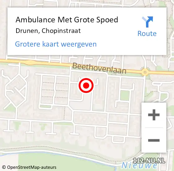 Locatie op kaart van de 112 melding: Ambulance Met Grote Spoed Naar Drunen, Chopinstraat op 30 augustus 2021 17:05