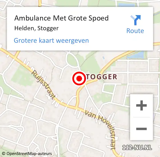 Locatie op kaart van de 112 melding: Ambulance Met Grote Spoed Naar Helden, Stogger op 21 juni 2014 10:44