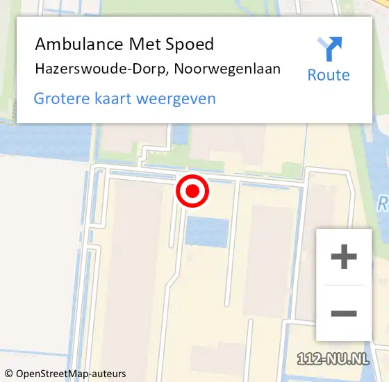 Locatie op kaart van de 112 melding: Ambulance Met Spoed Naar Hazerswoude-Dorp, Noorwegenlaan op 30 augustus 2021 17:12