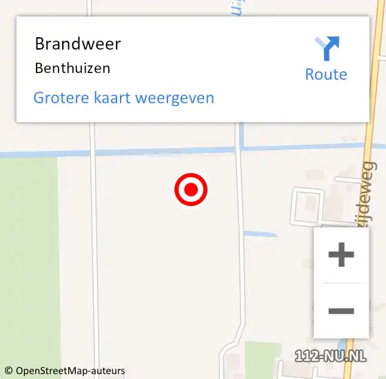 Locatie op kaart van de 112 melding: Brandweer Benthuizen op 21 juni 2014 10:45