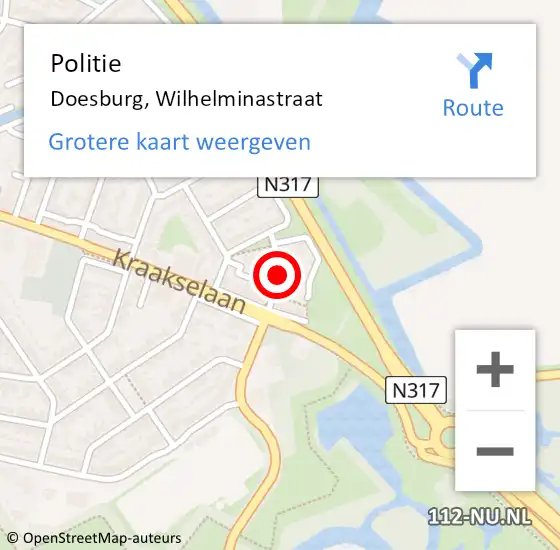 Locatie op kaart van de 112 melding: Politie Doesburg, Wilhelminastraat op 30 augustus 2021 17:25