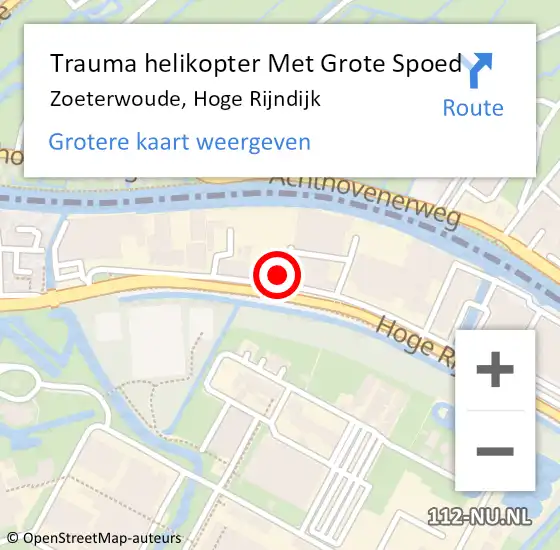 Locatie op kaart van de 112 melding: Trauma helikopter Met Grote Spoed Naar Zoeterwoude, Hoge Rijndijk op 30 augustus 2021 17:26