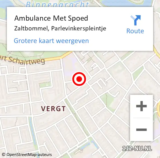 Locatie op kaart van de 112 melding: Ambulance Met Spoed Naar Zaltbommel, Parlevinkerspleintje op 5 oktober 2013 19:13