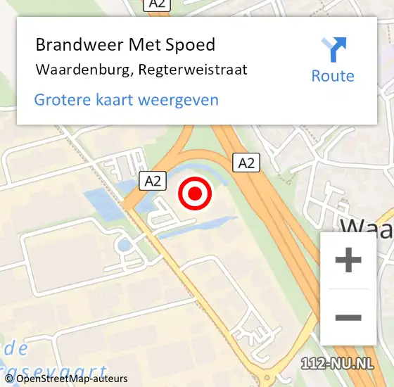 Locatie op kaart van de 112 melding: Brandweer Met Spoed Naar Waardenburg, Regterweistraat op 30 augustus 2021 17:34