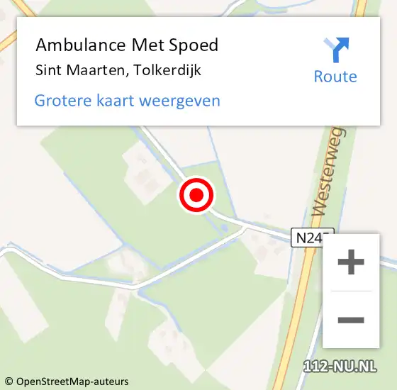 Locatie op kaart van de 112 melding: Ambulance Met Spoed Naar Sint Maarten, Tolkerdijk op 30 augustus 2021 17:35