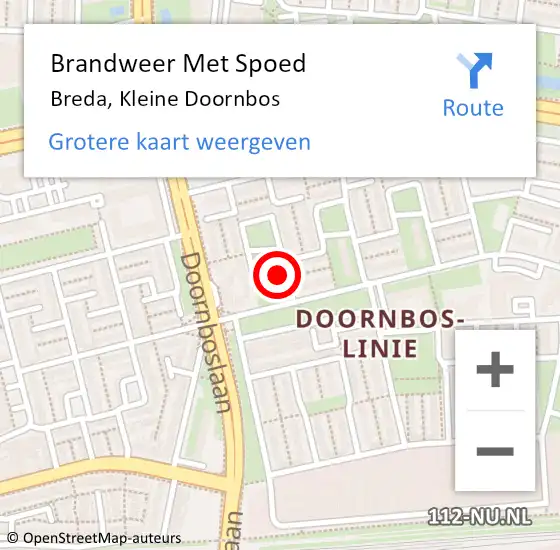 Locatie op kaart van de 112 melding: Brandweer Met Spoed Naar Breda, Kleine Doornbos op 30 augustus 2021 17:57