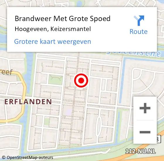 Locatie op kaart van de 112 melding: Brandweer Met Grote Spoed Naar Hoogeveen, Keizersmantel op 30 augustus 2021 18:26