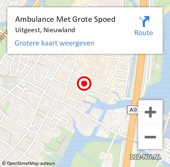 Locatie op kaart van de 112 melding: Ambulance Met Grote Spoed Naar Uitgeest, Nieuwland op 30 augustus 2021 18:31