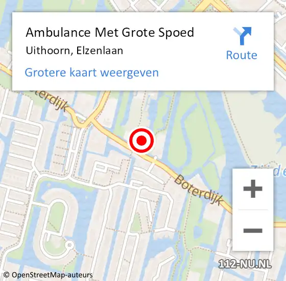 Locatie op kaart van de 112 melding: Ambulance Met Grote Spoed Naar Uithoorn, Elzenlaan op 30 augustus 2021 18:39