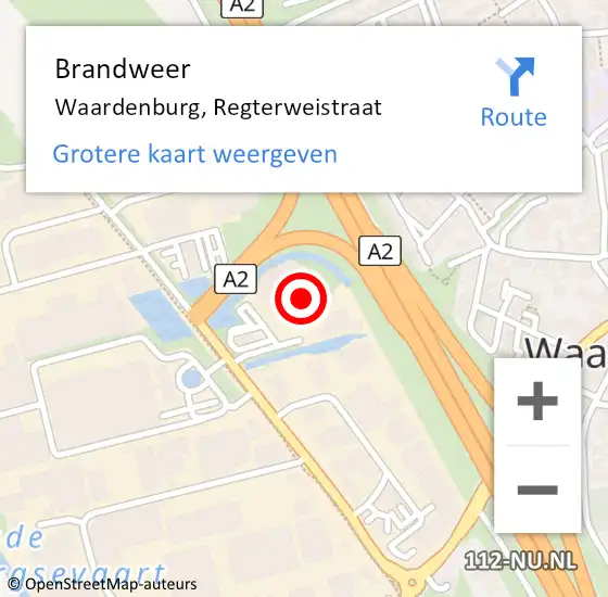 Locatie op kaart van de 112 melding: Brandweer Waardenburg, Regterweistraat op 30 augustus 2021 18:46