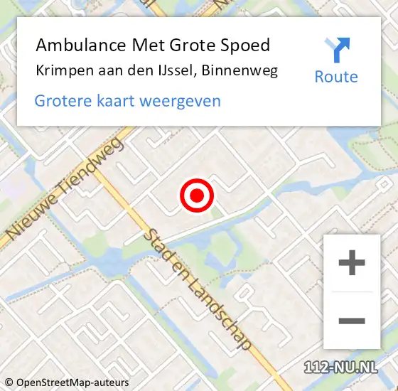 Locatie op kaart van de 112 melding: Ambulance Met Grote Spoed Naar Krimpen aan den IJssel, Binnenweg op 30 augustus 2021 18:48